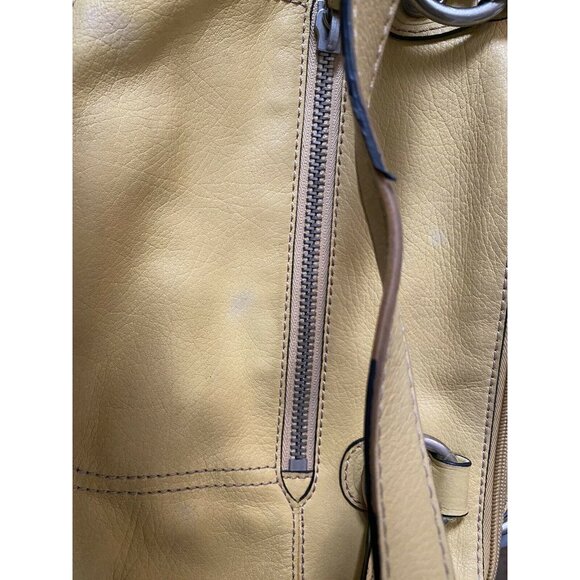 Fossil Yellow Leather Shoulder Bag With Inner & Outer Zippers - Picture 9 of 12